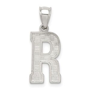 Sterling Silver, Sami Collection, Textured Block Initial R Pendant